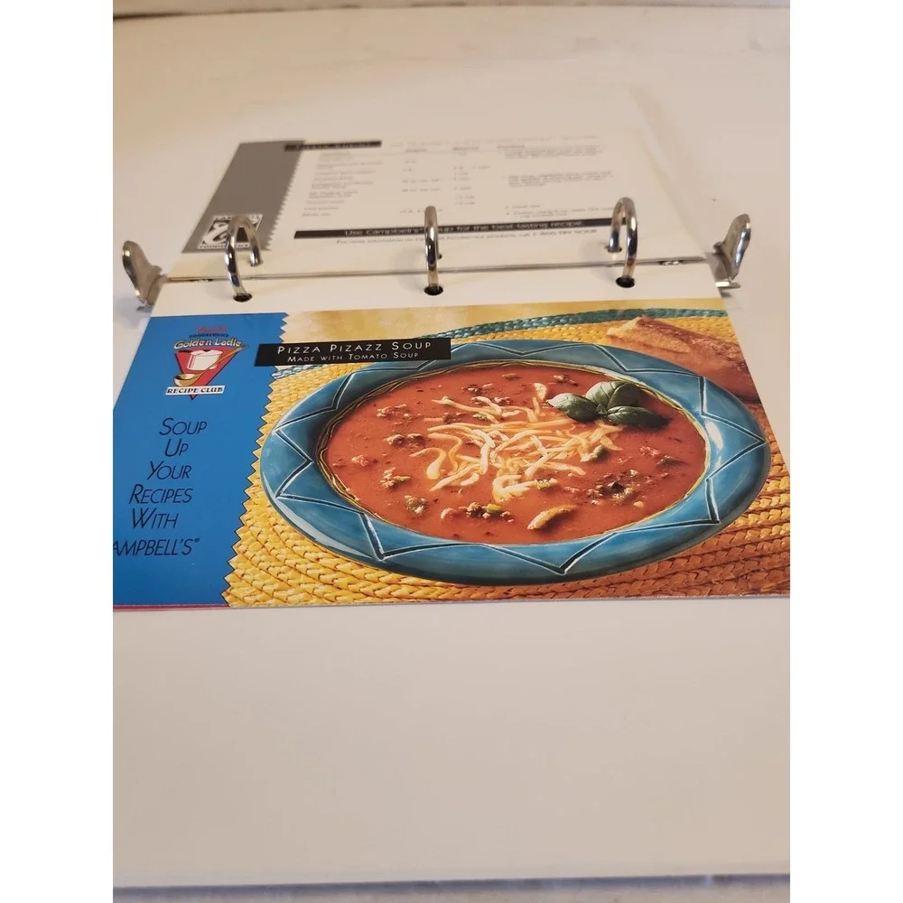 Vintage Campbell's Foodservice Golden Ladle Recipe Binder 1996 w/ 10 Bulk Cards